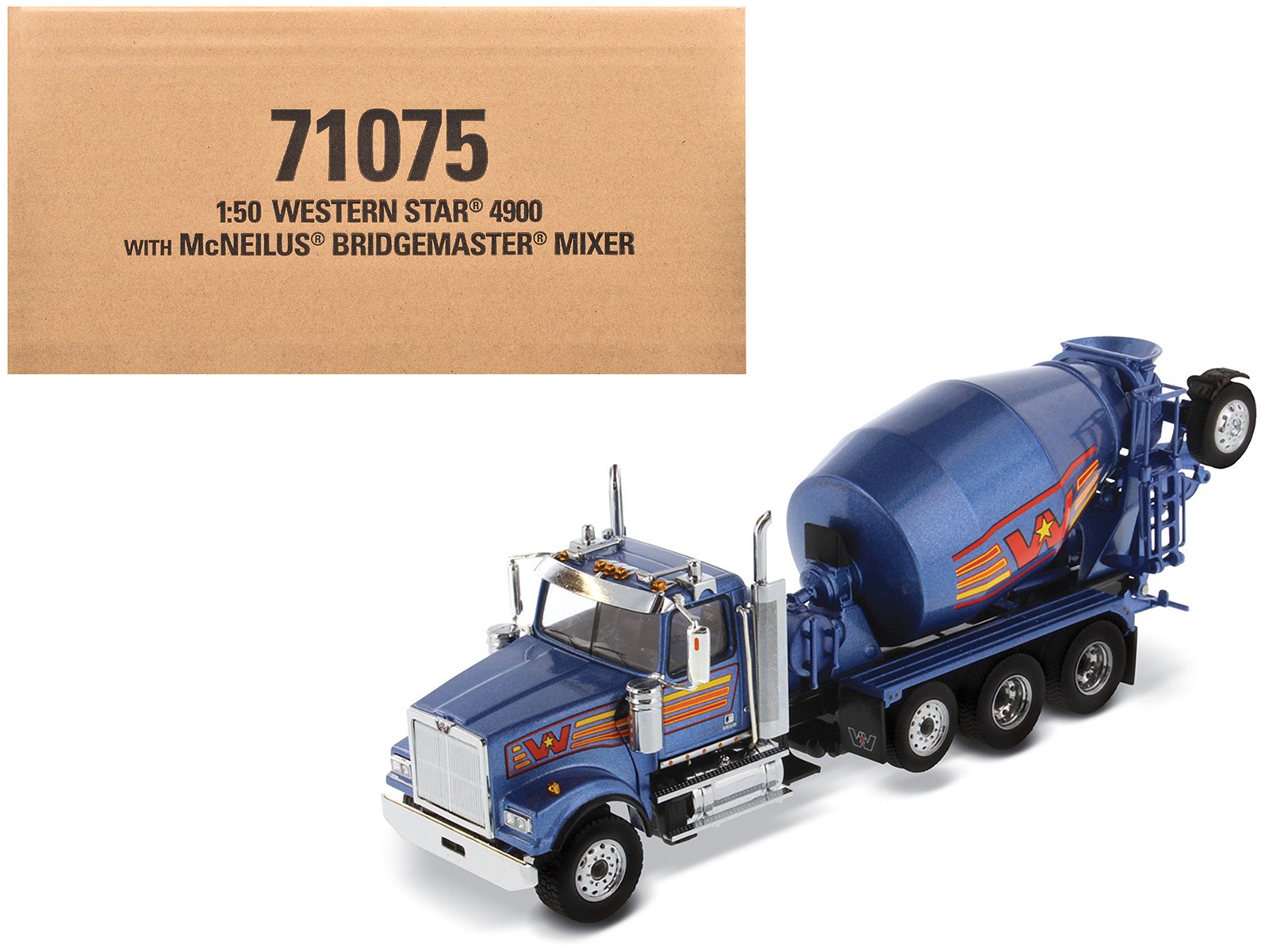 western star 4900 with bridgemaster mcneilus mixer blue metallic "transport series" 1/50 diecast model by diecast masters western star 4900 with bridgemaster mcneilus mixer blue metallic "transport series" 1/50 diecast model by diecast masters