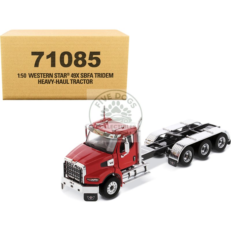 western star 49x sbfa tridem day cab heavy haul truck tractor viper red "transport series" 1/50 diecast model by diecast masters