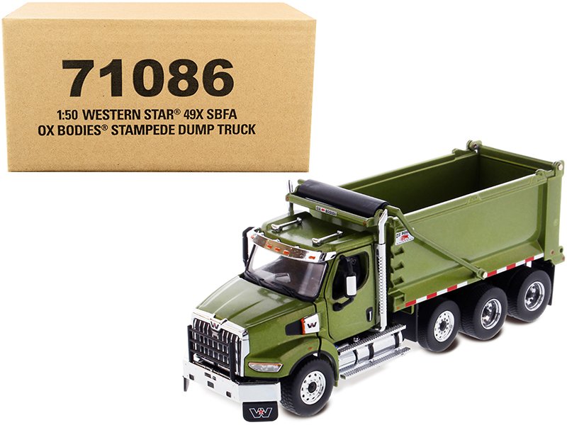 western star 49x sbfa ox bodies stampede dump truck olive green metallic "transport series" 1/50 diecast model by diecast masters western star 49x sbfa ox bodies stampede dump truck olive green metallic "transport series" 1/50 diecast model by diecast masters