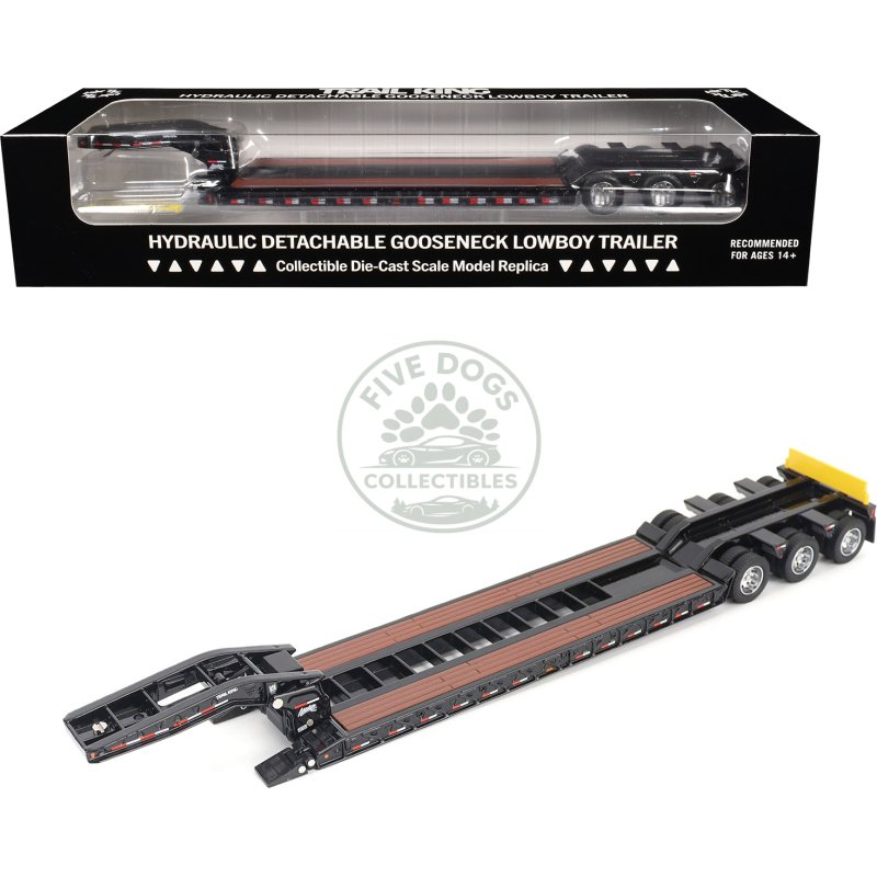 trail king tk120 hydraulic detachable gooseneck lowboy trailer black (regular version) "transport series" 1/50 diecast model by diecast masters