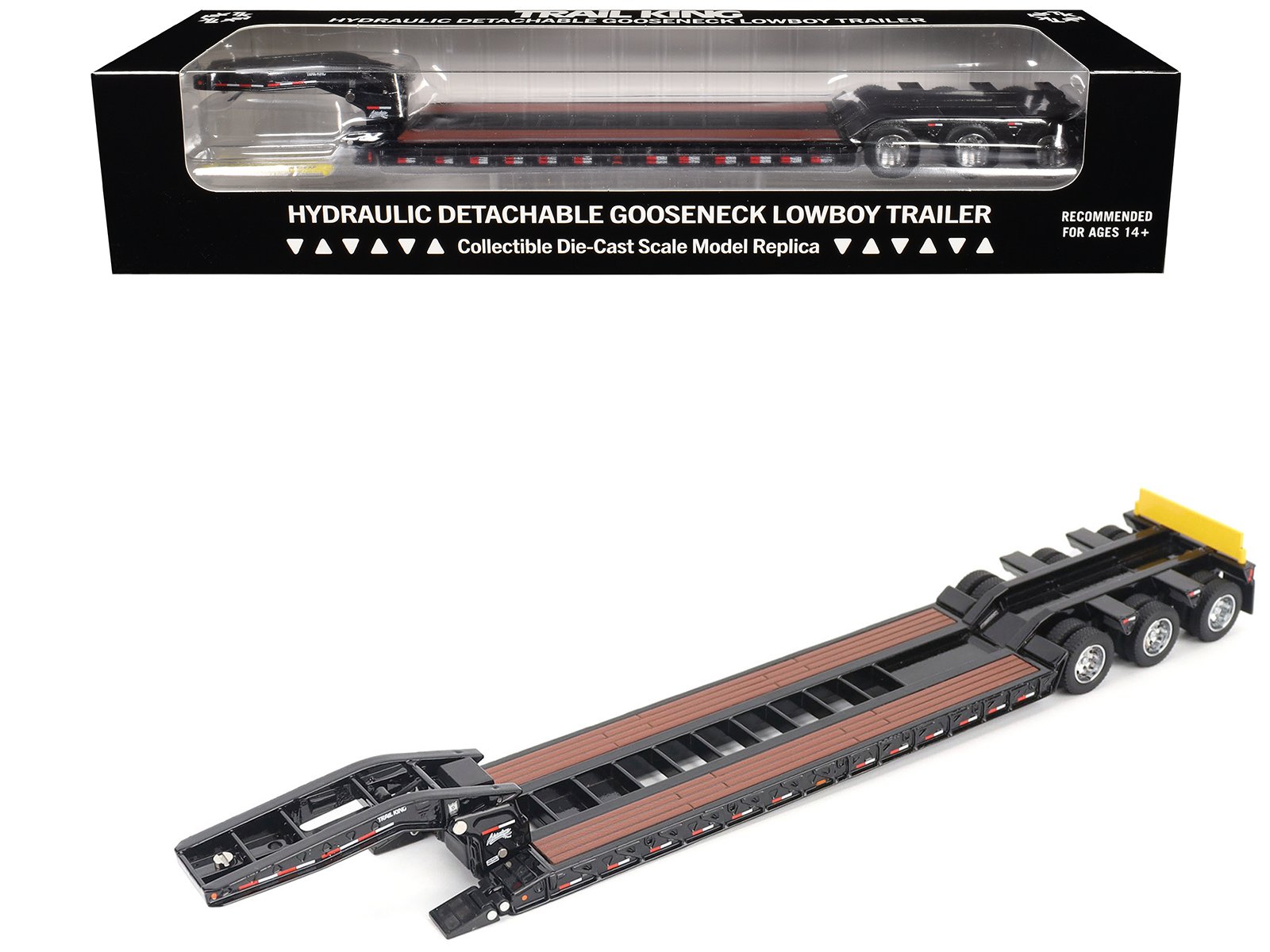 trail king tk120 hydraulic detachable gooseneck lowboy trailer black (regular version) "transport series" 1/50 diecast model by diecast masters trail king tk120 hydraulic detachable gooseneck lowboy trailer black (regular version) "transport series" 1/50 diecast model by diecast masters