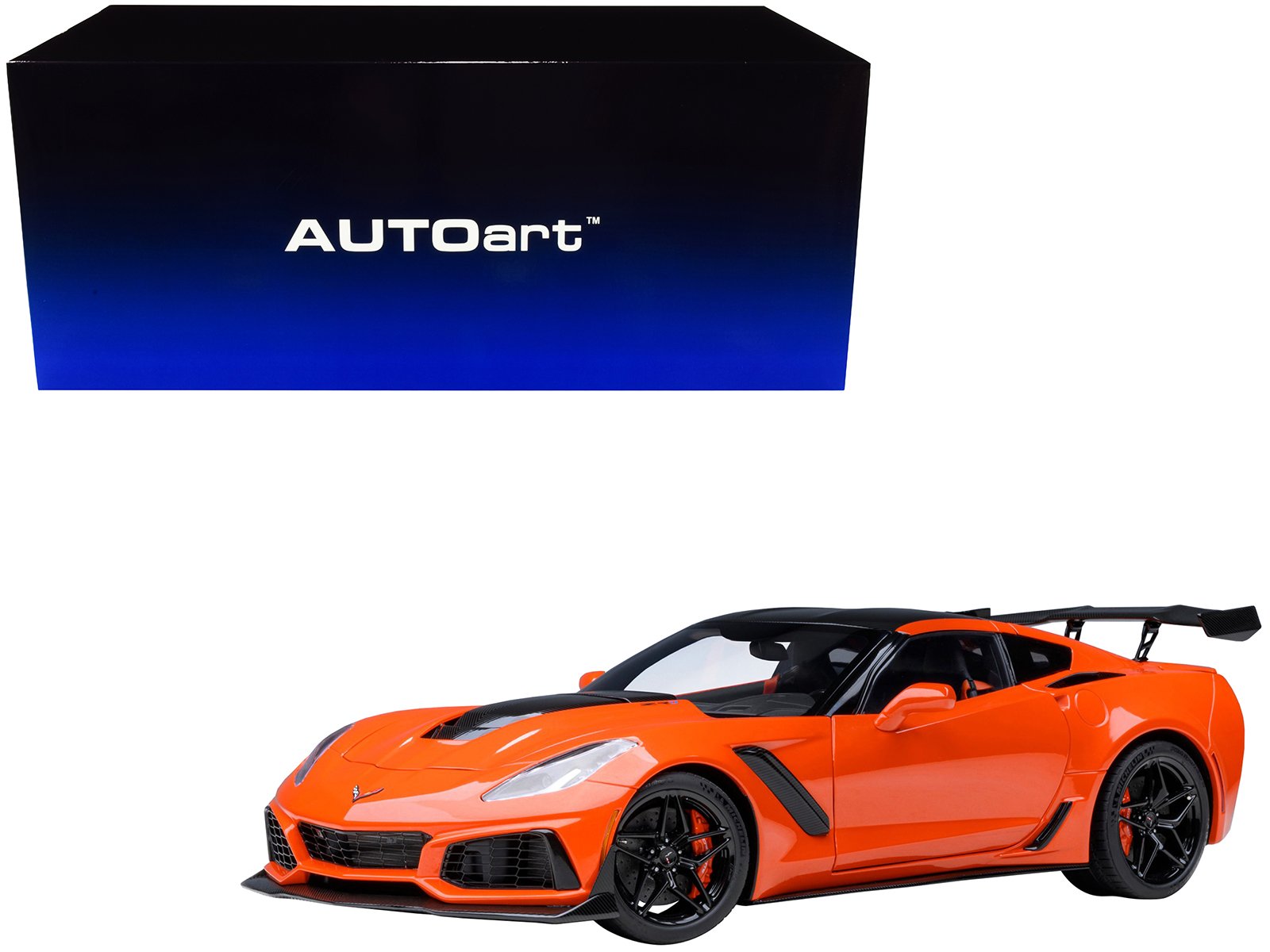 2019 chevrolet corvette c7 zr1 sebring orange tintcoat with carbon top 1/18 model car by autoart 2019 chevrolet corvette c7 zr1 sebring orange tintcoat with carbon top 1/18 model car by autoart