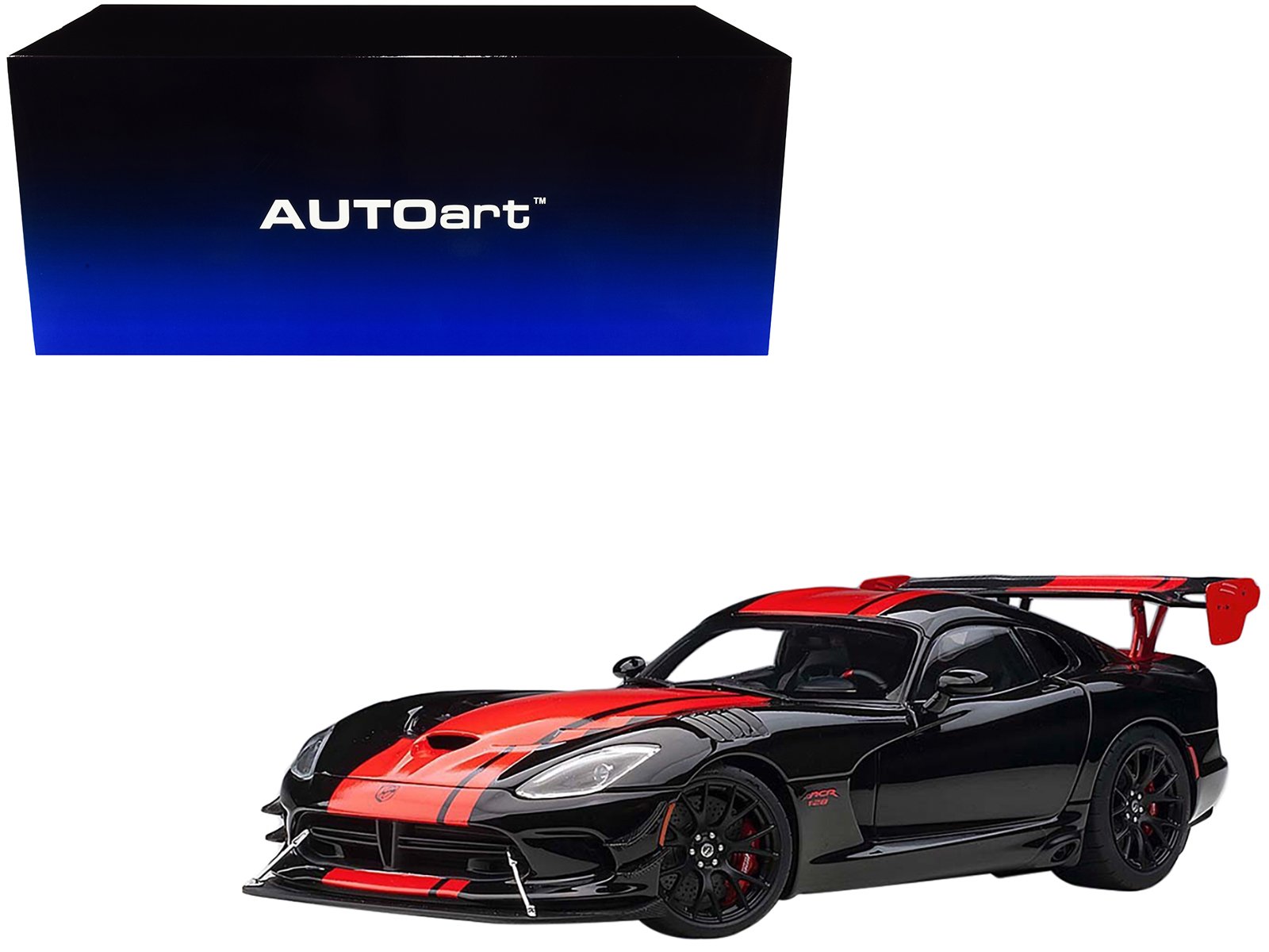 2017 dodge viper 1:28 edition acr black with red stripes 1/18 model car by autoart 2017 dodge viper 1:28 edition acr black with red stripes 1/18 model car by autoart