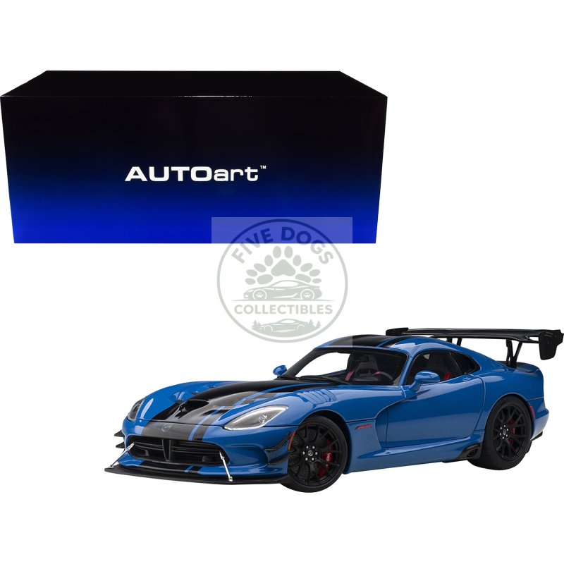 2017 dodge viper acr competition blue with black stripes 1/18 model car by autoart