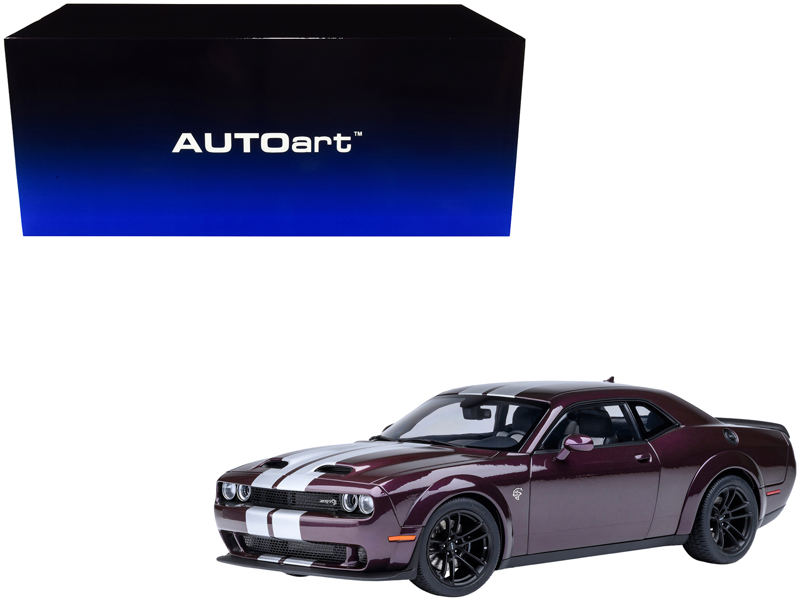 2022 dodge challenger srt jailbreak hellraisin purple with white stripes 1/18 model car by autoart 2022 dodge challenger srt jailbreak hellraisin purple with white stripes 1/18 model car by autoart