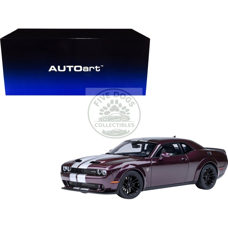 2022 dodge challenger srt jailbreak hellraisin purple with white stripes 1/18 model car by autoart