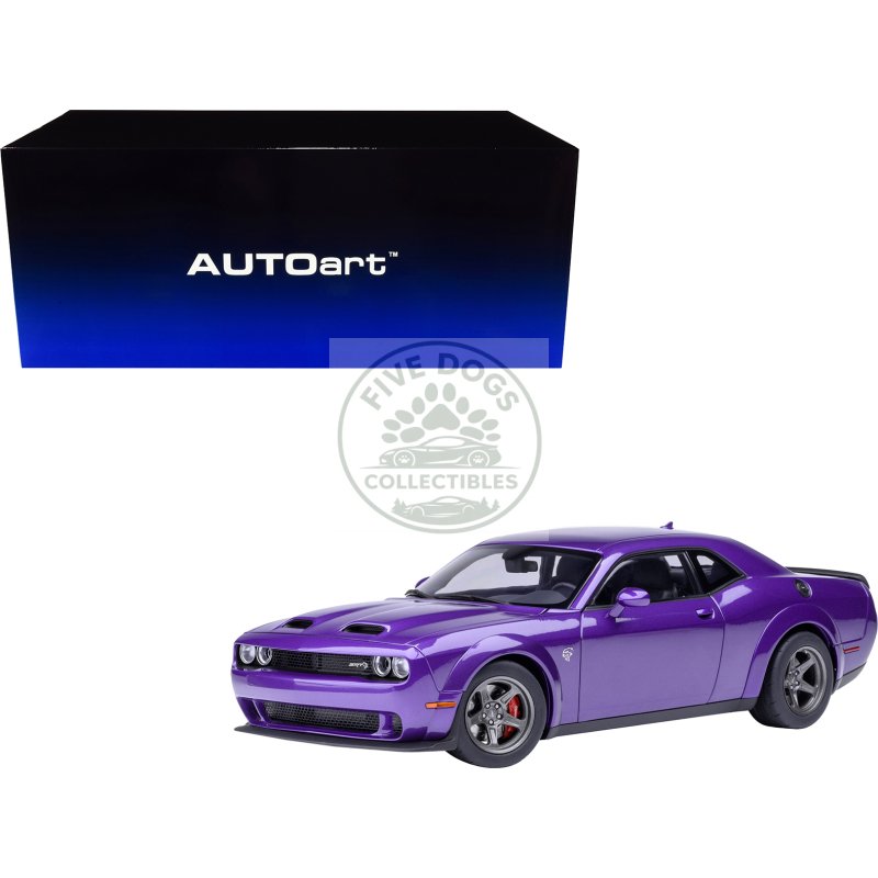2023 dodge challenger srt super stock plum crazy purple 1/18 model car by autoart