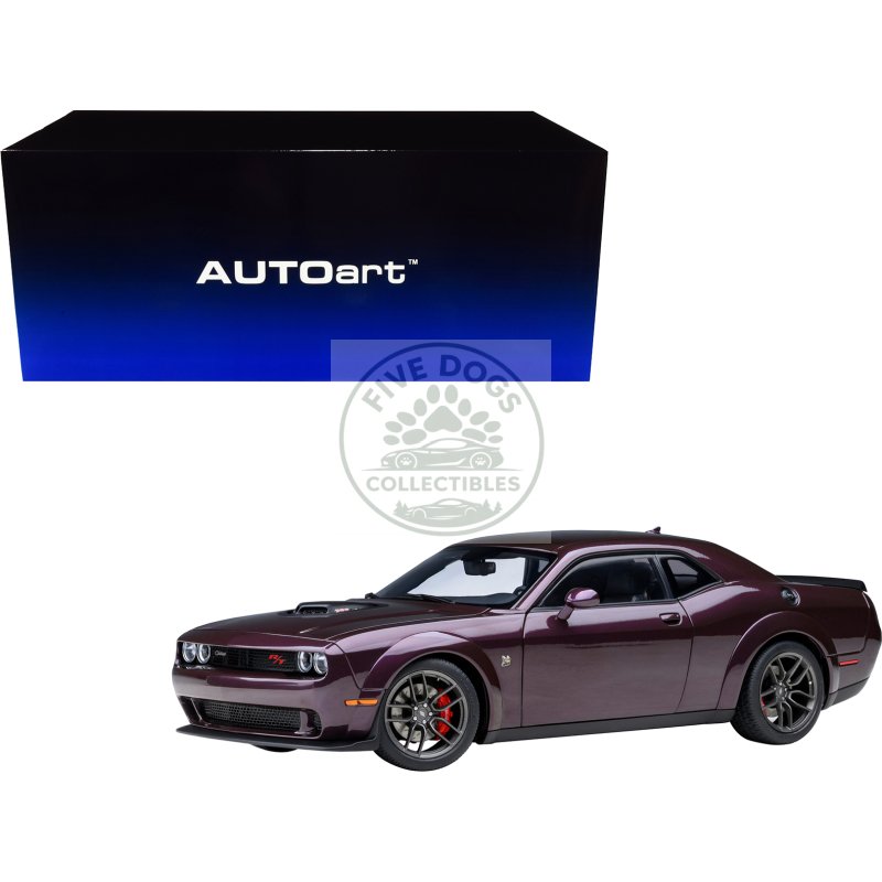 2022 dodge challenger r/t scat pack widebody hellraisin purple metallic 1/18 model car by autoart