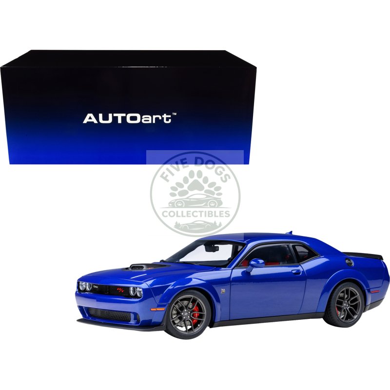 2022 dodge challenger r/t scat pack widebody indigo blue 1/18 model car by autoart