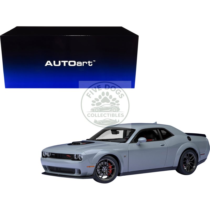 2022 dodge challenger r/t scat pack widebody smoke show gray 1/18 model car by autoart