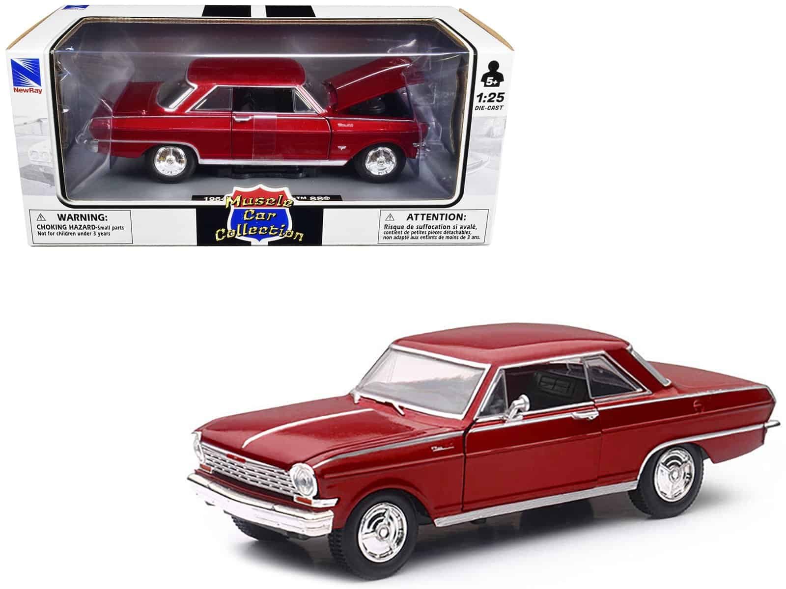 1964 chevrolet nova ss burgundy "muscle car collection" 1/25 diecast model car by new ray 1964 chevrolet nova ss burgundy "muscle car collection" 1/25 diecast model car by new ray