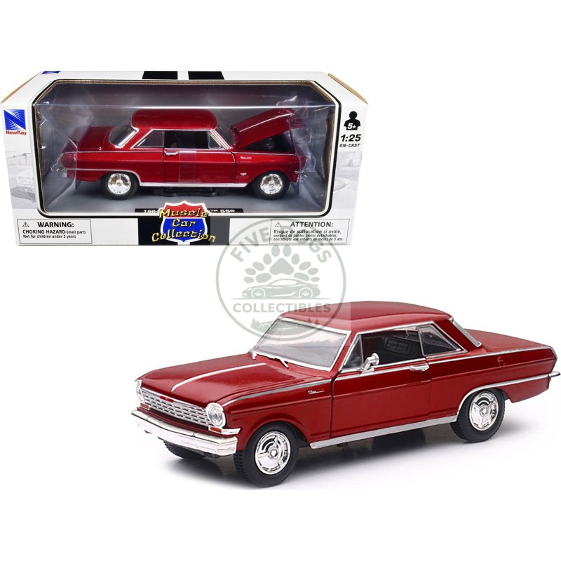 1964 chevrolet nova ss burgundy "muscle car collection" 1/25 diecast model car by new ray