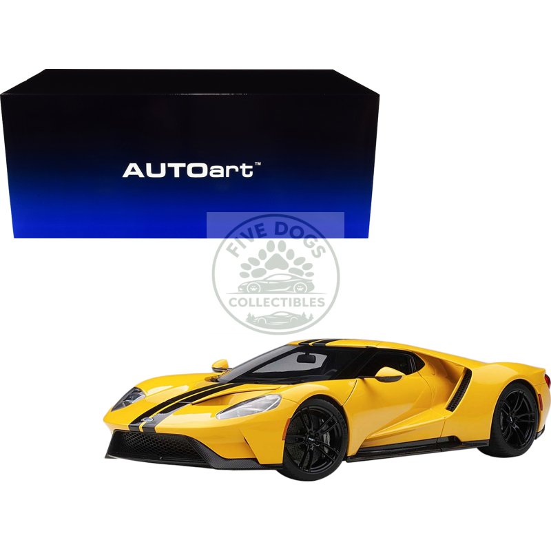2017 ford gt triple yellow with black stripes 1/18 model car by autoart