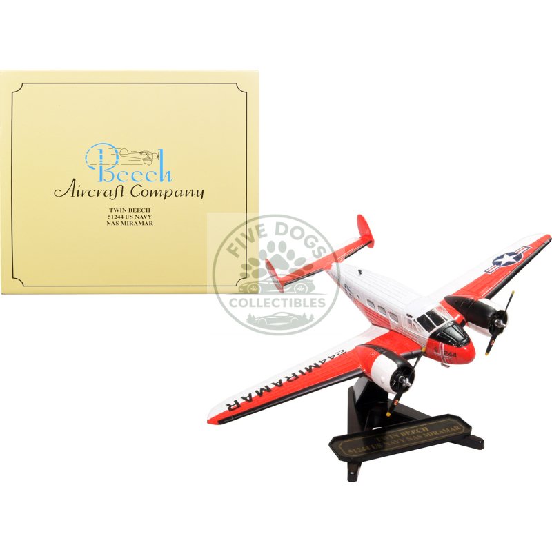beech uc 45j expeditor (twin beech) aircraft "51244 us navy naval air station miramar san diego ca" 1/72 diecast model airplane by oxford diecast