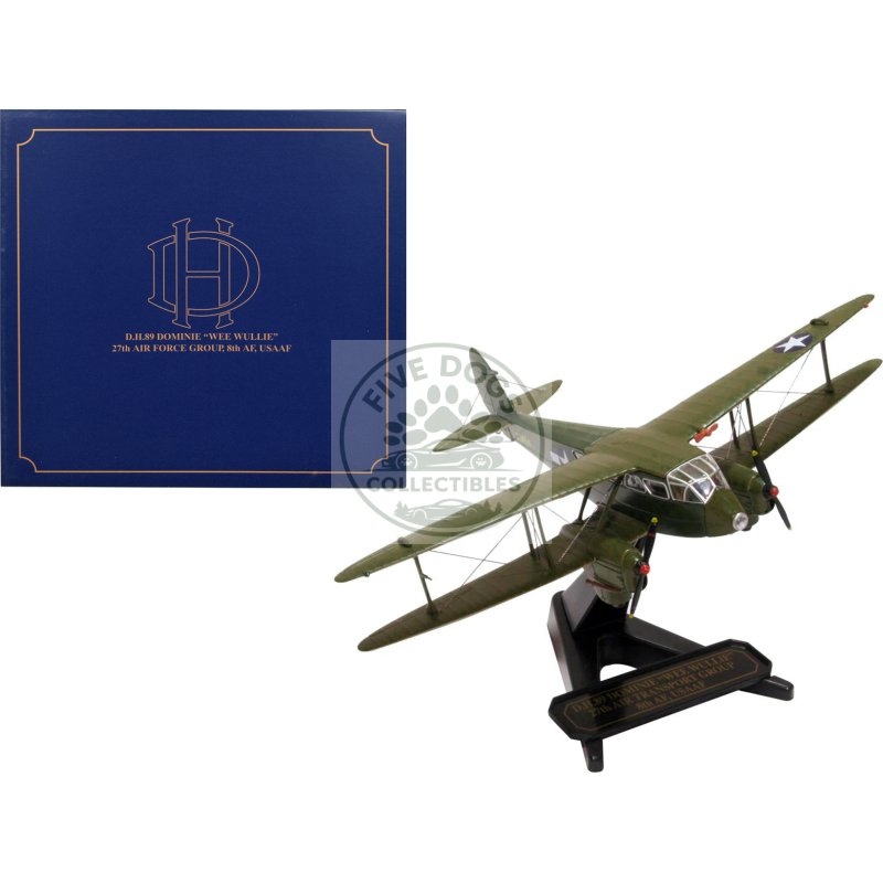 de havilland d.h.89 dominie dragon rapide aircraft "wee wullie" "27th air force group 8th af usaaf" 1/72 diecast model airplane by oxford diecast