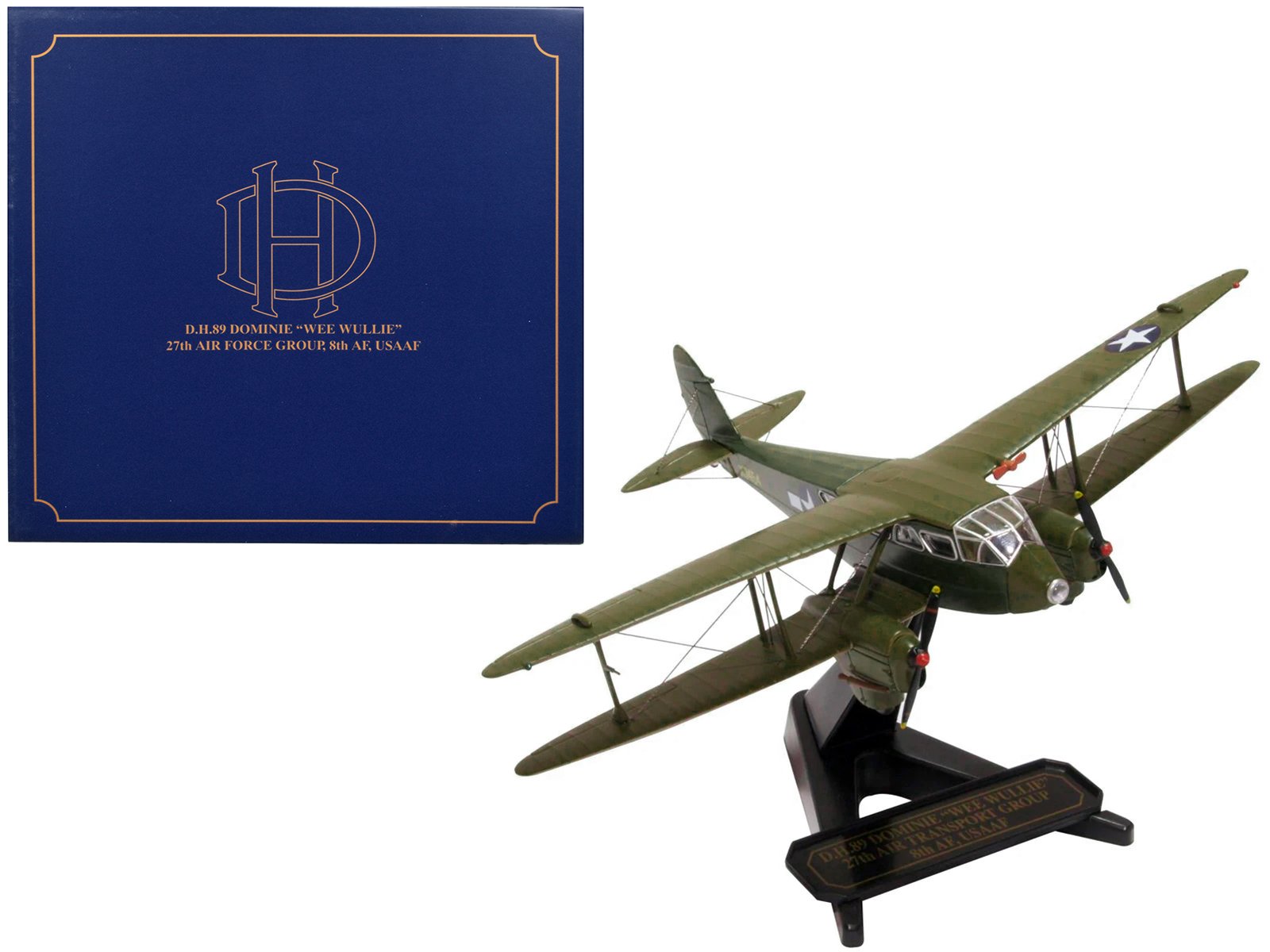 de havilland d.h.89 dominie dragon rapide aircraft "wee wullie" "27th air force group 8th af usaaf" 1/72 diecast model airplane by oxford diecast de havilland d.h.89 dominie dragon rapide aircraft "wee wullie" "27th air force group 8th af usaaf" 1/72 diecast model airplane by oxford diecast