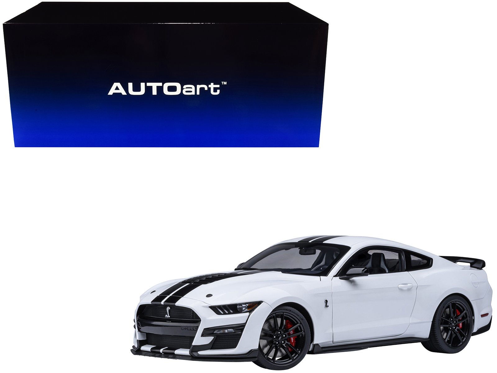 ford mustang shelby gt500 oxford white with black stripes 1/18 model car by autoart ford mustang shelby gt500 oxford white with black stripes 1/18 model car by autoart
