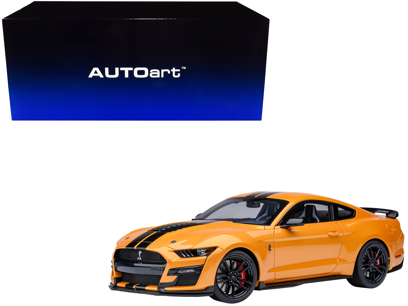 ford mustang shelby gt500 cyber orange metallic with black stripes 1/18 model car by autoart ford mustang shelby gt500 cyber orange metallic with black stripes 1/18 model car by autoart