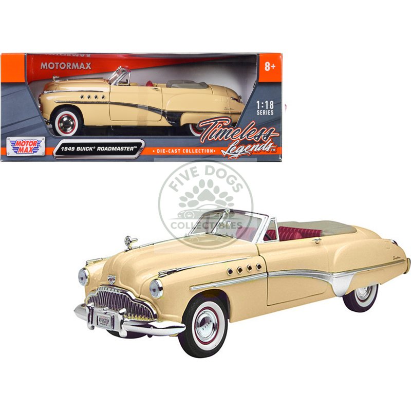 1949 buick roadmaster cream with red interior 1/18 diecast model car by motormax