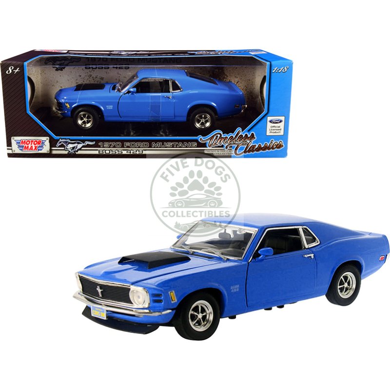 1970 ford mustang boss 429 dark blue "timeless classics" series 1/18 diecast model car by motormax