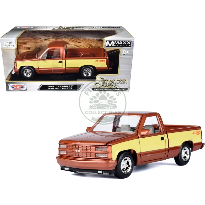1992 chevrolet 454 ss pickup truck copper metallic with beige sides "american classics" series 1/24 diecast model car by motormax