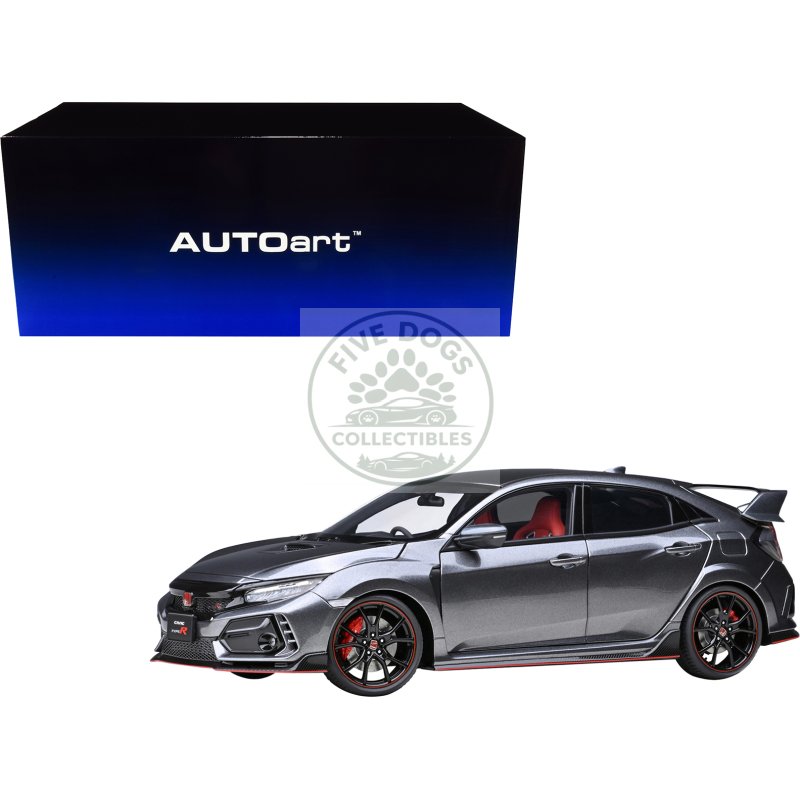 2021 honda civic type r (fk8) rhd (right hand drive) polished metal gray metallic 1/18 model car by autoart