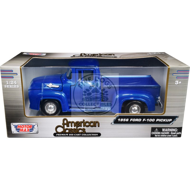 1956 ford f 100 pickup truck blue metallic "american classics" series 1/24 diecast model car by motormax