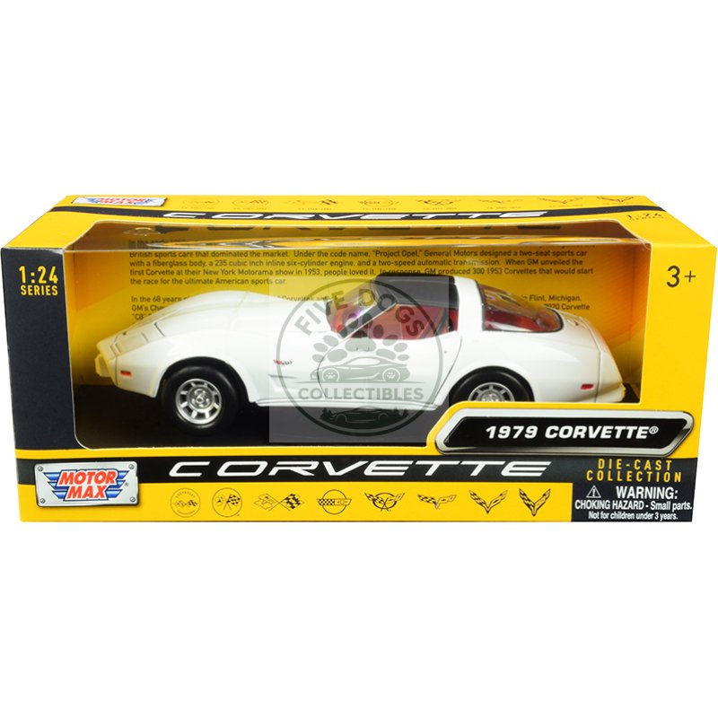 1979 chevrolet corvette c3 white with black top and red interior "history of corvette" series 1/24 diecast model car by motormax
