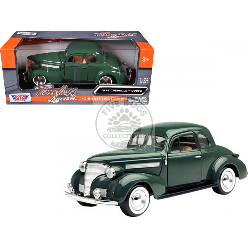 1939 chevrolet coupe green 1/24 diecast model car by motormax
