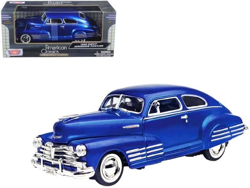 1948 chevrolet aerosedan fleetline blue 1/24 diecast model car by motormax 1948 chevrolet aerosedan fleetline blue 1/24 diecast model car by motormax