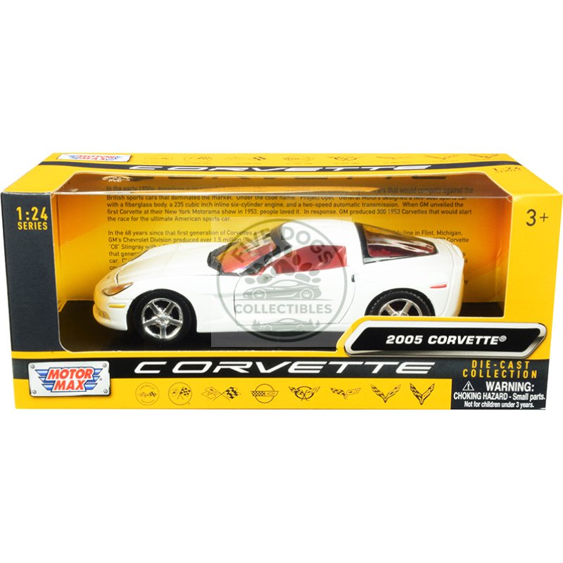 2005 chevrolet corvette c6 white with red interior "history of corvette" series 1/24 diecast model car by motormax