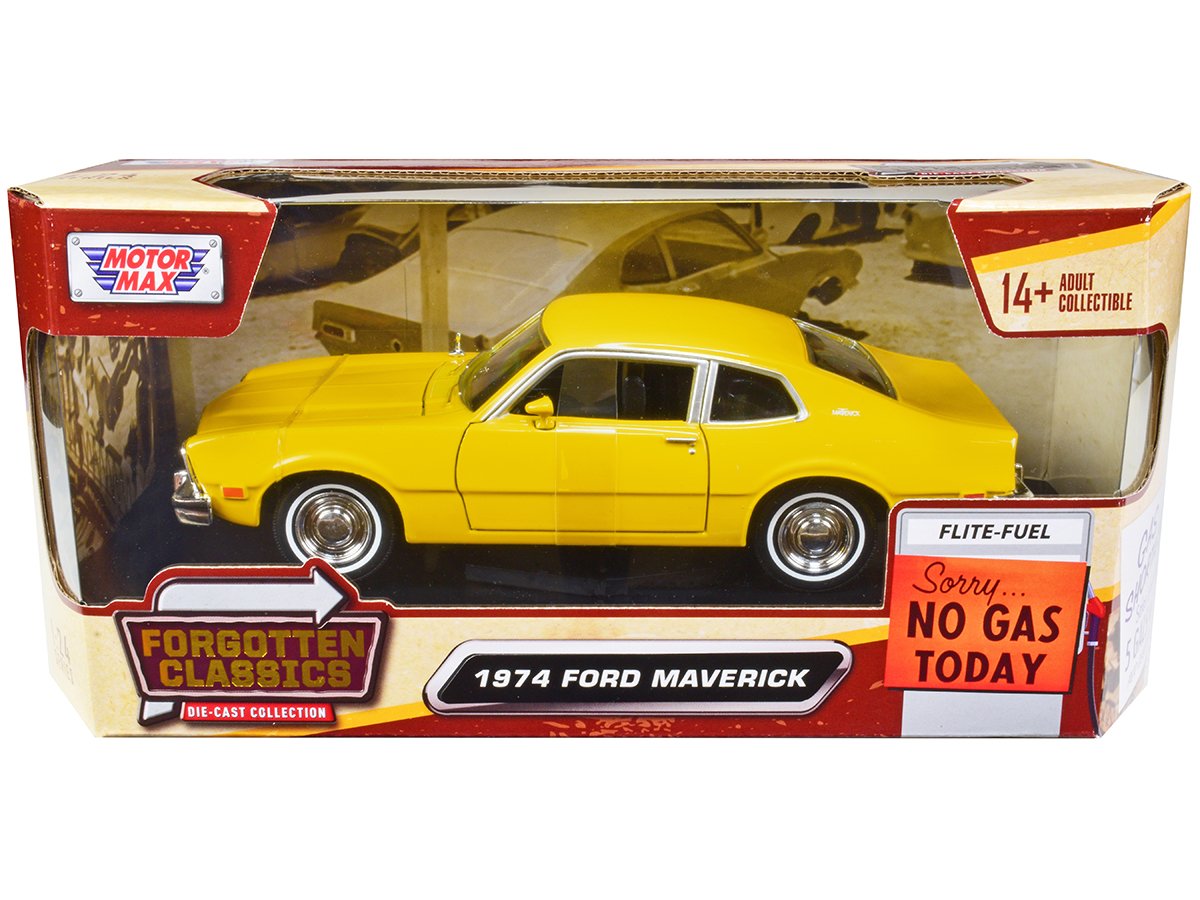 1974 ford maverick yellow "forgotten classics" series 1/24 diecast model car by motormax 1974 ford maverick yellow "forgotten classics" series 1/24 diecast model car by motormax