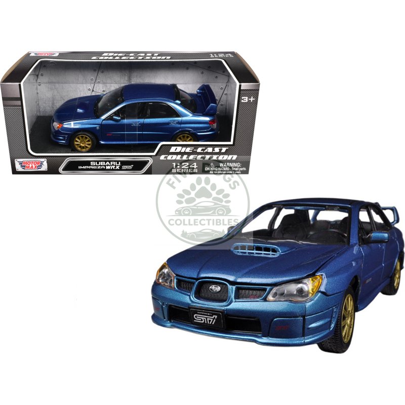 subaru impreza wrx sti blue metallic 1/24 diecast model car by motormax