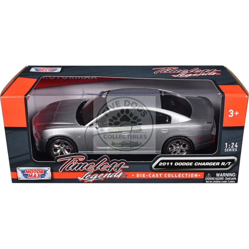 2011 dodge charger r/t hemi silver 1/24 diecast model car by motormax