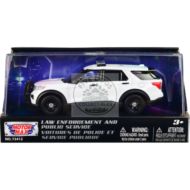 2022 ford police interceptor utility plain white "law enforcement and public service" series 1/43 diecast model car by motormax
