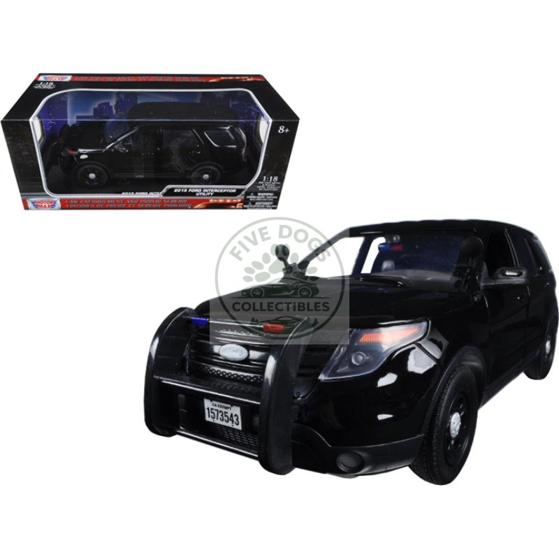 2015 ford police interceptor utility special service plain black 1/18 diecast model car by motormax