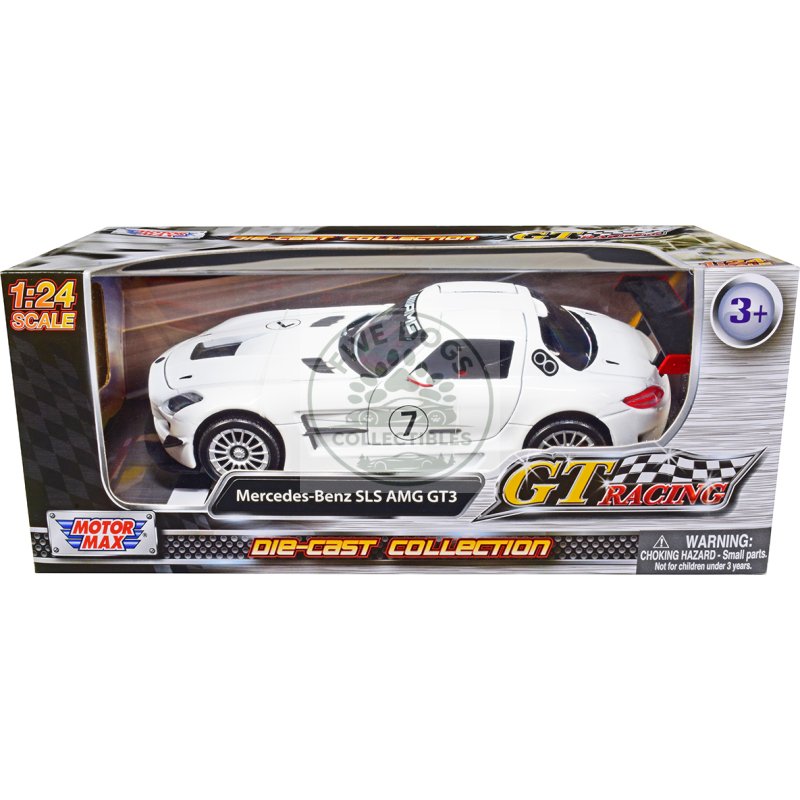 mercedes benz sls amg gt3 #7 white "gt racing" series 1/24 diecast model car by motormax