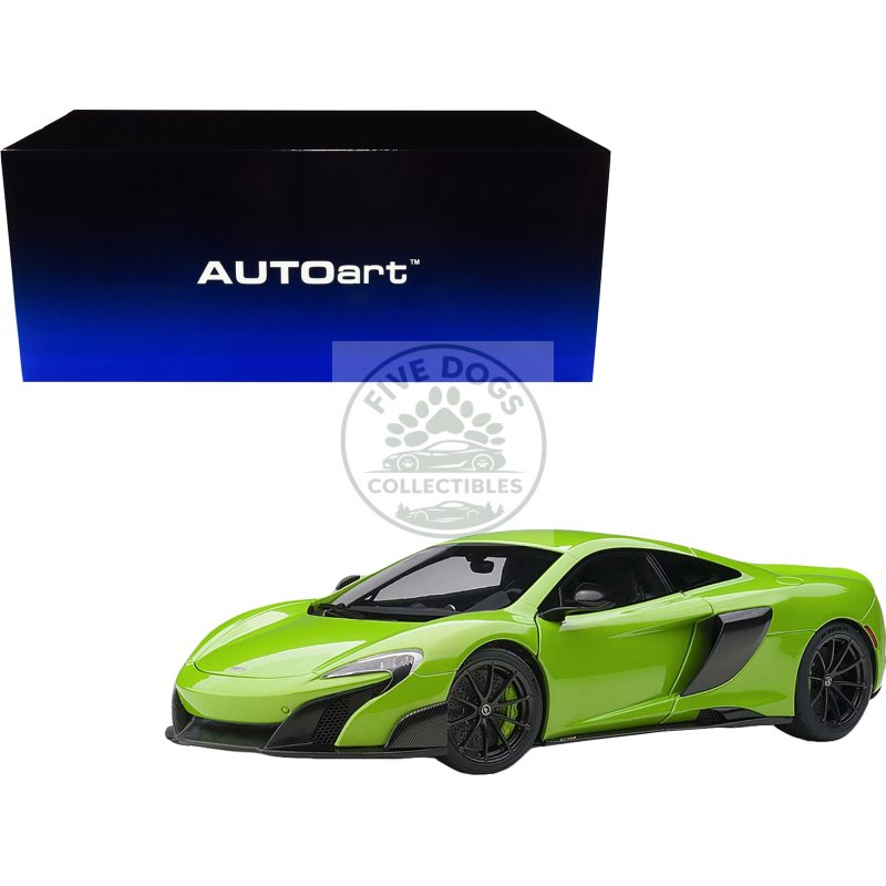 mclaren 675lt napier green with black wheels 1/18 model car by autoart
