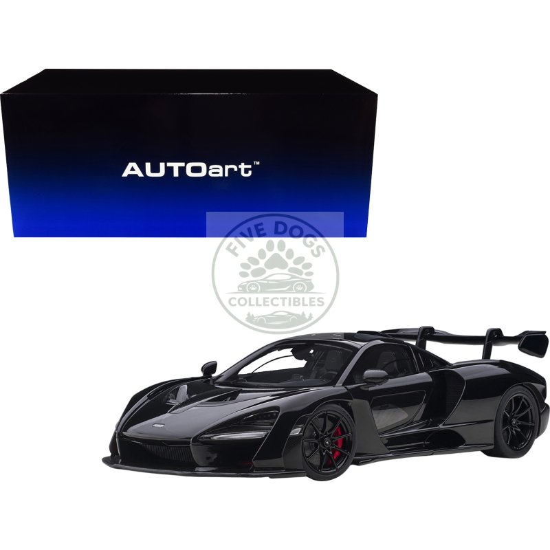 mclaren senna stealth cosmos black with carbon accents 1/18 model car by autoart