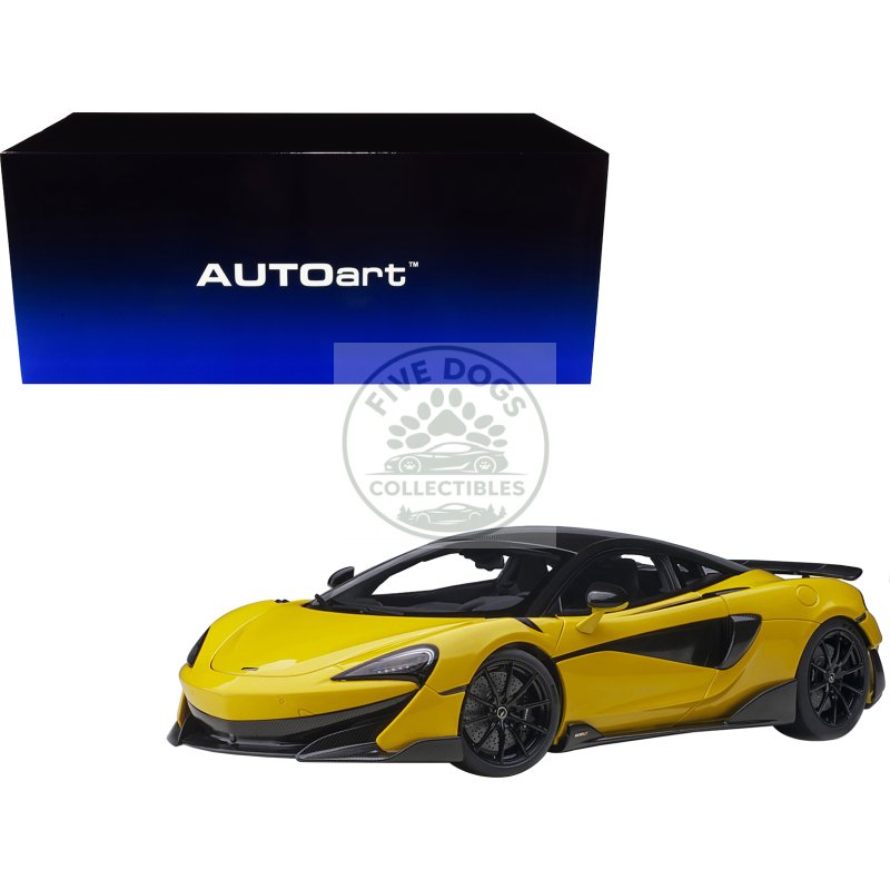 mclaren 600lt sicilian yellow and carbon 1/18 model car by autoart