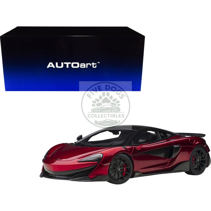 mclaren 600lt vermillion red and carbon 1/18 model car by autoart