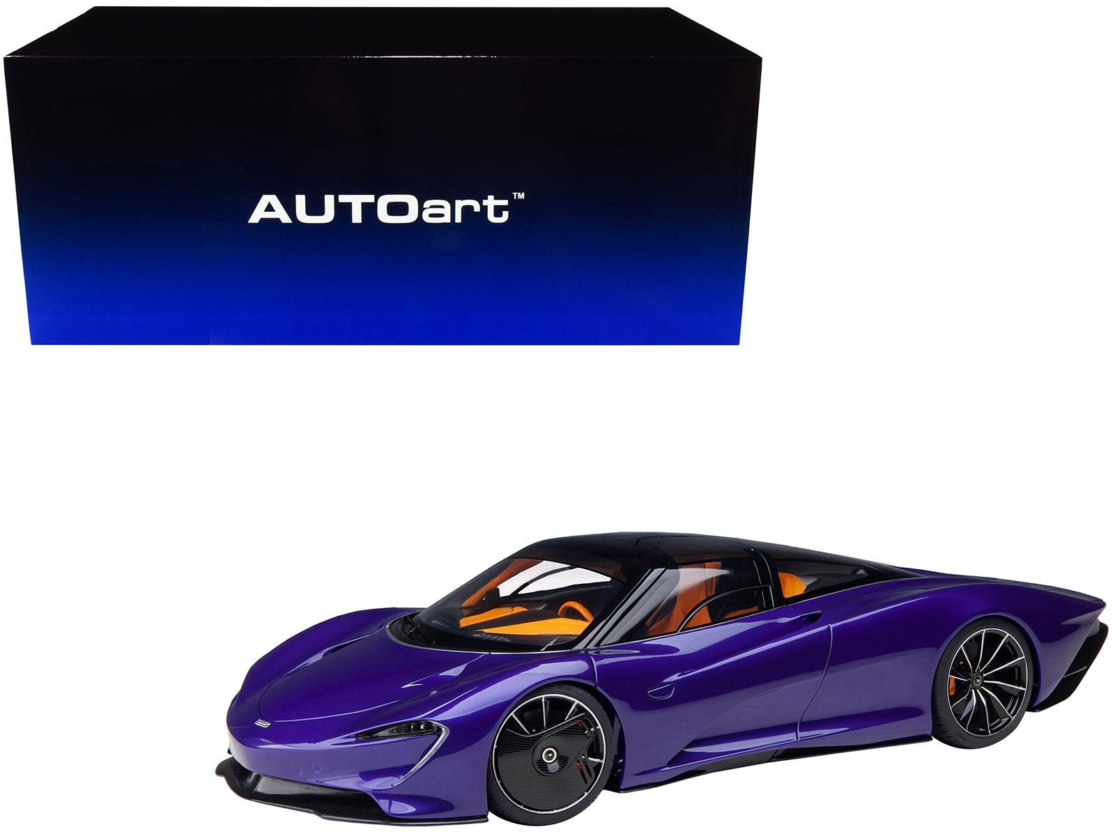 mclaren speedtail lantana purple metallic with black top and yellow interior and suitcase accessories 1/18 model car by autoart mclaren speedtail lantana purple metallic with black top and yellow interior and suitcase accessories 1/18 model car by autoart