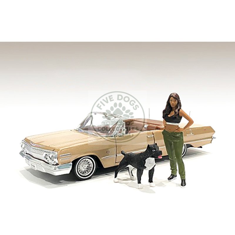 "lowriderz" figurine iv and a dog for 1/18 scale models by american diorama