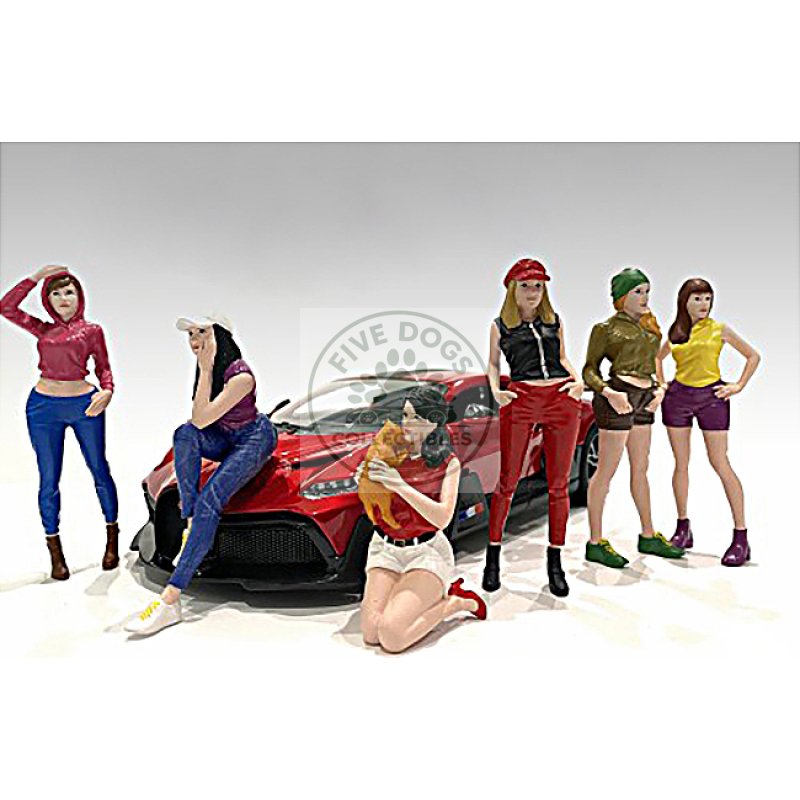 "girls night out" 6 piece figurine set for 1/18 scale models by american diorama