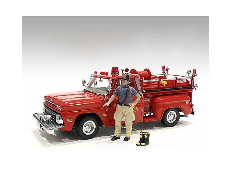 "firefighters" getting ready figure with boots accessory for 1/18 scale models by american diorama "firefighters" getting ready figure with boots accessory for 1/18 scale models by american diorama
