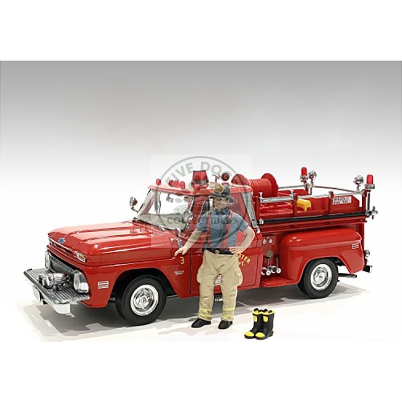 "firefighters" getting ready figure with boots accessory for 1/18 scale models by american diorama