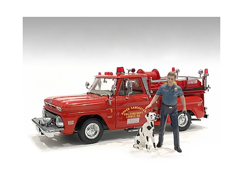 "firefighters" fire dog training figures (trainer and dog) for 1/18 scale models by american diorama "firefighters" fire dog training figures (trainer and dog) for 1/18 scale models by american diorama