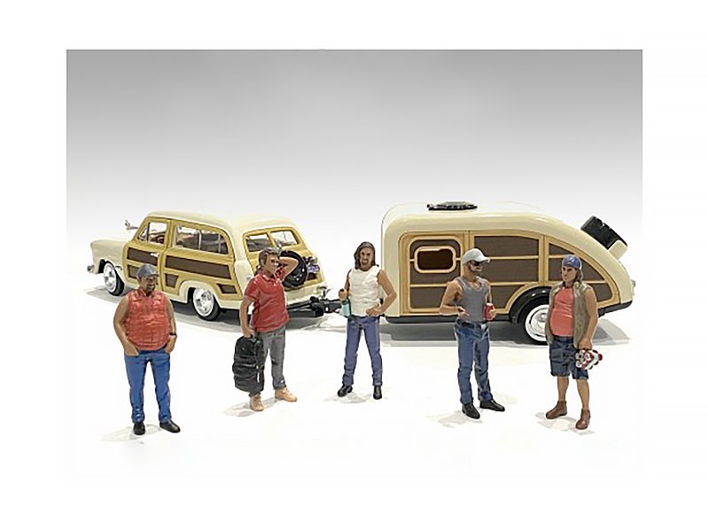"campers" 5 piece figure set for 1/18 scale models by american diorama "campers" 5 piece figure set for 1/18 scale models by american diorama