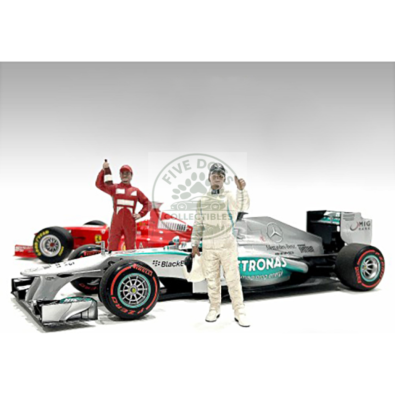 "racing legends" 2000's set of 2 diecast figures for 1/43 scale models by american diorama