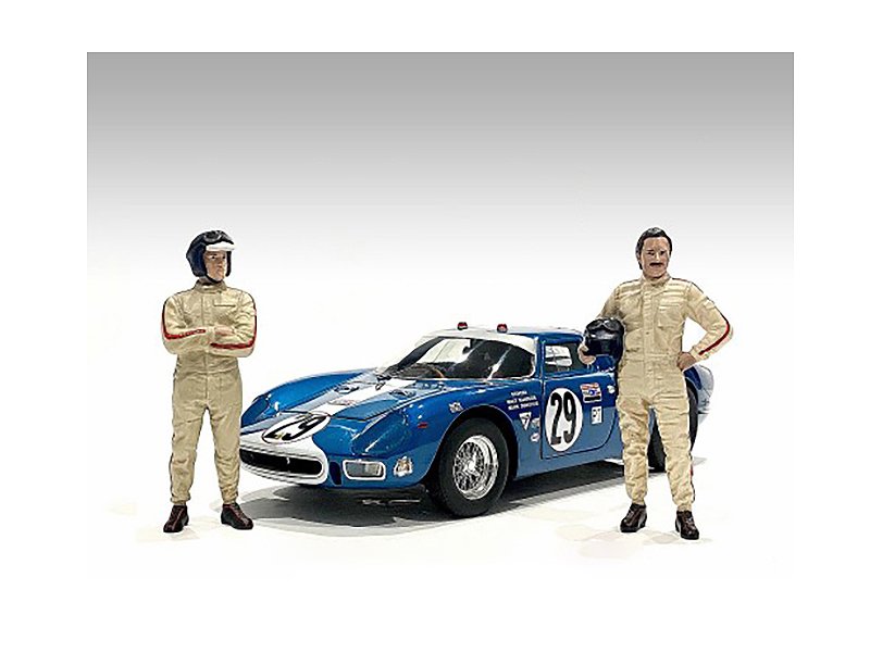 "racing legends" 60's set of 2 diecast figures for 1/43 scale models by american diorama "racing legends" 60's set of 2 diecast figures for 1/43 scale models by american diorama